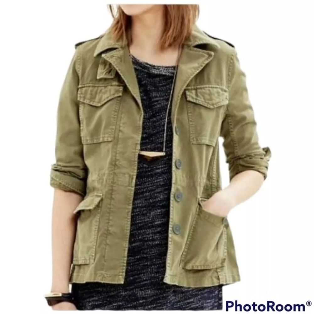 Madewell Army Green Military Style Utility Jacket Cotton Size M